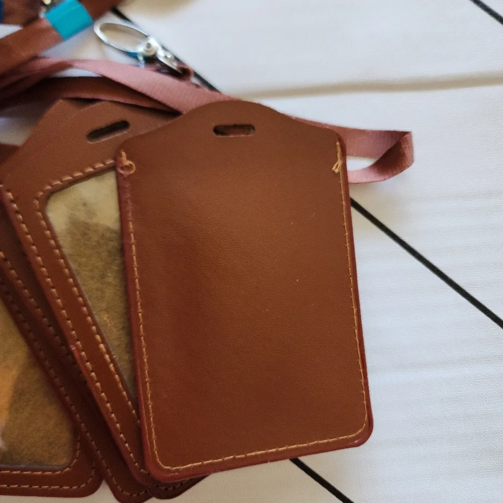 PU Leather ID Badge Holder, Badge Holder with 1 Clear ID Window, 9 pieces.